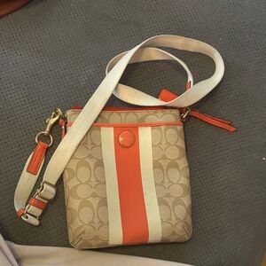 Coach Beige and Coral Crossbody Bag